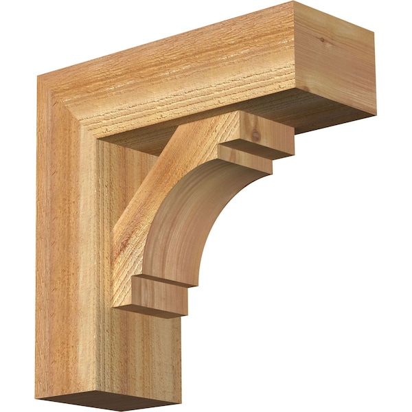 Ekena Millwork Merced Block Rough Sawn Bracket w/ Offset Brace, Western Red Cedar, 6"W x 16"D x 16"H BKT0604X16X16MRC05RWR - main
